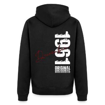65e anniversaire Original Décembre Né en 1961 - Veste à capuche bio Premium Unisexe - noir - Dos - Nico (187cm)