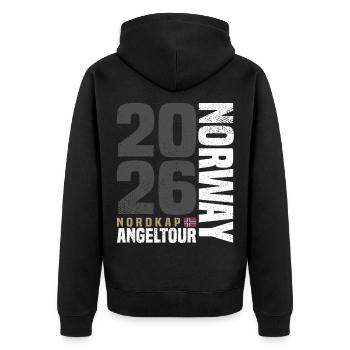 Cap Nord Norvège Voyage de pêche 2026 - Veste à capuche bio Premium Unisexe - noir - Dos - Nico (187cm)