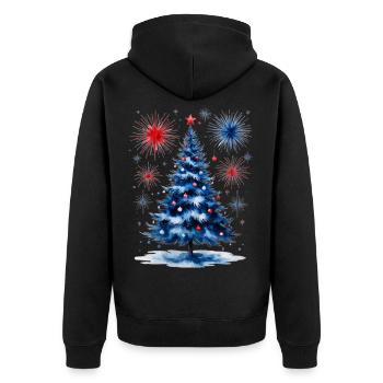 Feuerwerk Weihnachtsbaum Muster - Unisex Premium Bio Zip Hoodie - Schwarz - Hinten - Nico (187cm)