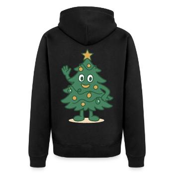 Lustige Weihnachtsbaum Cartoon Familie Urlaub - Unisex Premium Bio Zip Hoodie - Schwarz - Hinten - Nico (187cm)