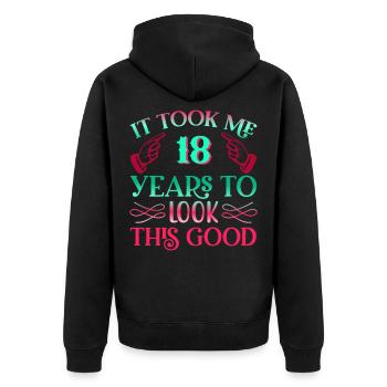 Il a fallu 18 ans pour être aussi beau - Veste à capuche bio Premium Unisexe - noir - Dos - Nico (187cm)