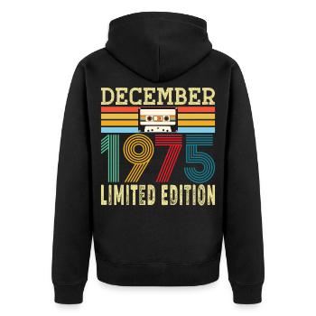 Born December 1975 50 Year Old 50th Anniversary Gift - Unisex Premium Organic Zip Hoodie - black - Back - Nico (187cm)