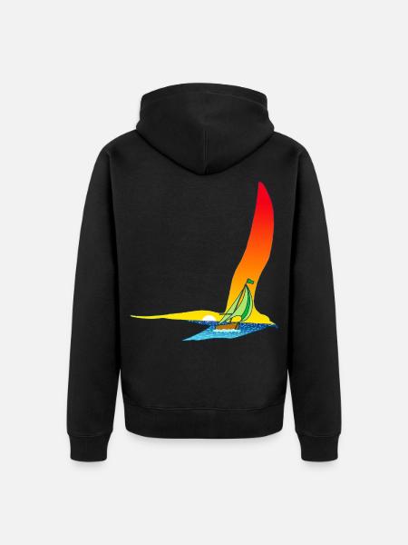 Der Vogel und das Segelboot - Unisex Premium Bio Zip Hoodie - Schwarz
