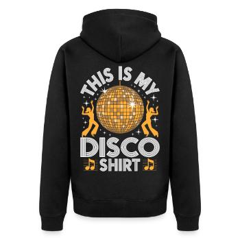 Disco 70er 80er Jahre Disko Party Outfit Discothek - Unisex Premium Bio Zip Hoodie - Schwarz - Hinten - Nico (187cm)