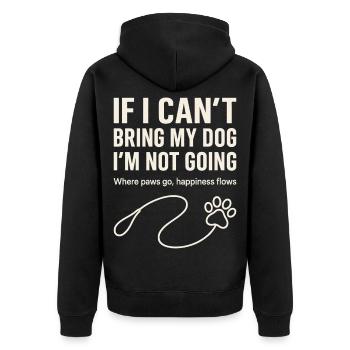 Wenn Ich Meinen Hund Nicht Mitnehmen Kann - Unisex Premium Bio Zip Hoodie - Schwarz - Hinten - Nico (187cm)