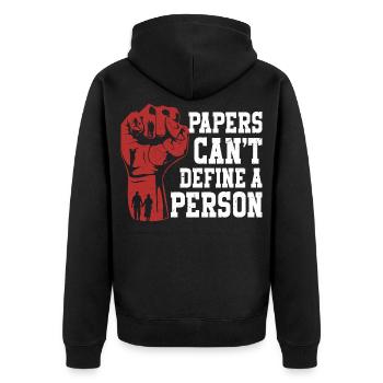 Les Humanity Papers ne peuvent pas définir une personne - Veste à capuche bio Premium Unisexe - noir - Dos - Nico (187cm)