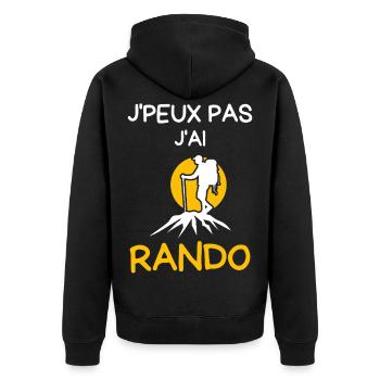 Ich kann nicht wandern - Unisex Premium Bio Zip Hoodie - Schwarz - Hinten - Nico (187cm)