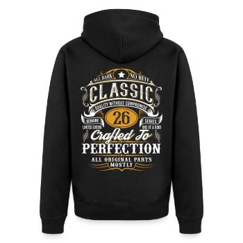 26. Geburtstag - Unisex Premium Bio Zip Hoodie - Schwarz - Hinten - Nico (187cm)