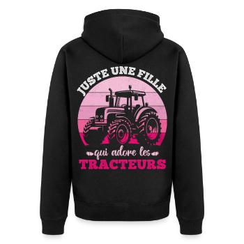 Just a girl who loves tractors humor - Unisex Premium Organic Zip Hoodie - black - Back - Nico (187cm)