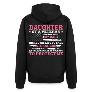 Daughter of a Veteran US Flag Pink - Unisex Premium Organic Zip Hoodie - black - Back - Nico (187cm)