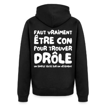 A text that makes a difference - Unisex Premium Organic Zip Hoodie - black - Back - Nico (187cm)