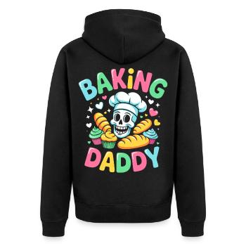 Baking Daddy Cooking Skull - Unisex Premium Organic Zip Hoodie - black - Back - Nico (187cm)