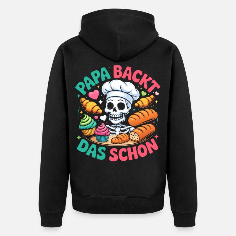 Papa Baking Skeleton Chef - Veste à capuche bio Premium Unisexe - noir