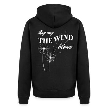 Any Way the Wind Blows – Dandelion Freedom - Unisex Premium Organic Zip Hoodie - black - Back - Nico (187cm)