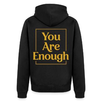 You are enough Mindfulness Motivation Saying - Unisex Premium Organic Zip Hoodie - black - Back - Nico (187cm)