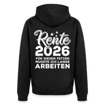 Rente 2026 | de travailler pour ce chiffon pendant longtemps - Veste à capuche bio Premium Unisexe - noir - Dos - Nico (187cm)