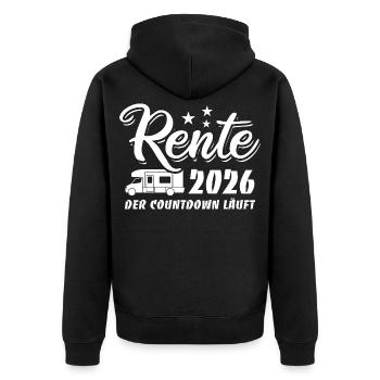 Rente 2026 - Der Countdown läuft - Camper - Unisex Premium Bio Zip Hoodie - Schwarz - Hinten - Nico (187cm)