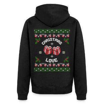 Cadeaux d’amour de Noël motif style laid - Veste à capuche bio Premium Unisexe - noir - Dos - Nico (187cm)
