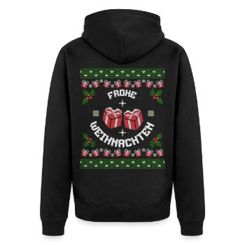 Joyeux Noël Cadeaux Motif Chemise Laide - Veste à capuche bio Premium Unisexe - noir - Dos - Nico (187cm)