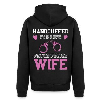 Handcuffs Dear Policewoman - Unisex Premium Organic Zip Hoodie - black - Back - Nico (187cm)