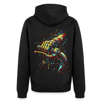 Street Style Biker Motif Full Throttle Throttle Grip - Unisex Premium Organic Zip Hoodie - black - Back - Nico (187cm)
