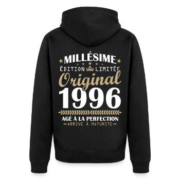 Vintage 1996 Original 30th Anniversary Gift - Unisex Premium Organic Zip Hoodie - black - Back - Nico (187cm)