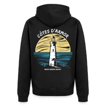 Côtes-d'Armor 22 Brittany Wild Coastline Lighthouse - Unisex Premium Organic Zip Hoodie - black - Back - Nico (187cm)
