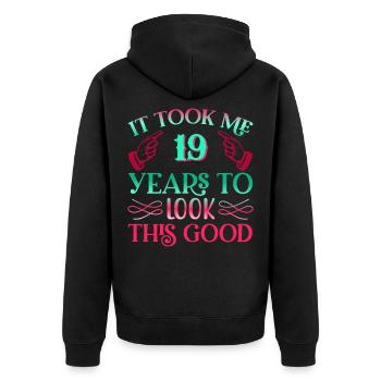 Il a fallu 19 ans pour être aussi beau - Veste à capuche bio Premium Unisexe - noir - Dos - Nico (187cm)