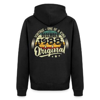 December 1988 - Vintage Authentic December 1988 - Unisex Premium Organic Zip Hoodie - black - Back - Nico (187cm)
