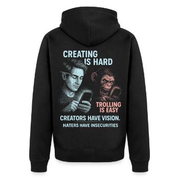 Social Media Creator Shirt Influencers Creators - Unisex Premium Organic Zip Hoodie - black - Back - Nico (187cm)
