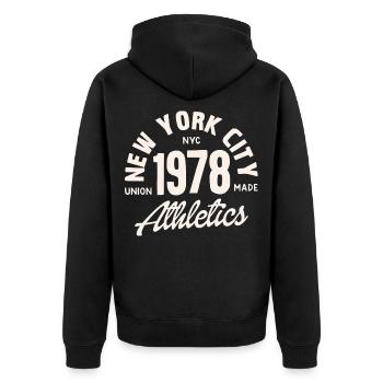 Retro Athletics NYC 1978 - Unisex Premium Organic Zip Hoodie - black - Back - Nico (187cm)