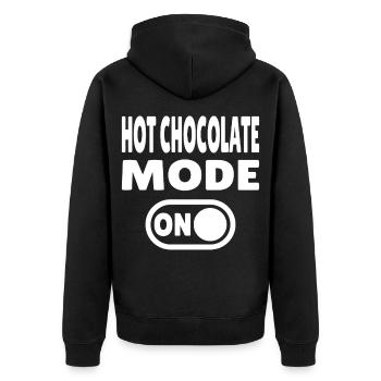 Hot Chocolate Mode ON - Unisex Premium Bio Zip Hoodie - Schwarz - Hinten - Nico (187cm)