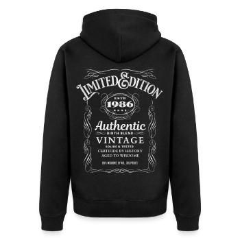 Vintage 1986 Limited Edition Design 40. Geburtstag - Unisex Premium Bio Zip Hoodie - Schwarz - Hinten - Nico (187cm)