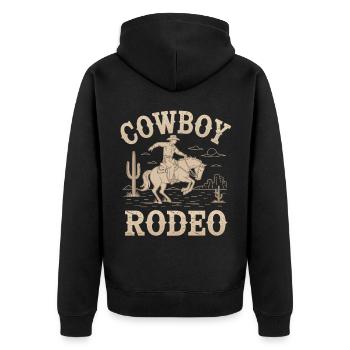 Western Vintage Cowboy - Unisex Premium Organic Zip Hoodie - black - Back - Nico (187cm)