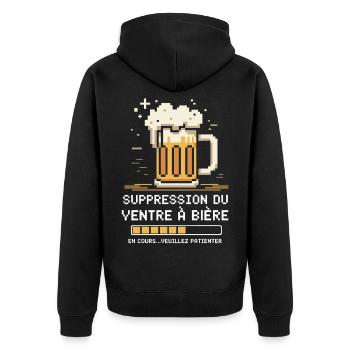 Beer Belly Removal In Progress Humor - Unisex Premium Organic Zip Hoodie - black - Back - Nico (187cm)