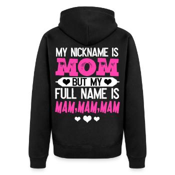 Mama - Unisex Premium Bio Zip Hoodie - Schwarz - Hinten - Nico (187cm)
