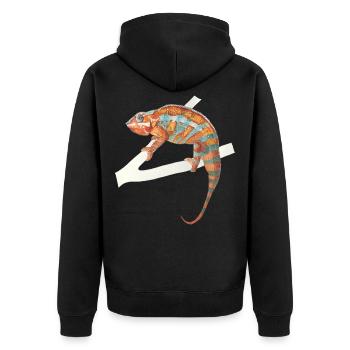caméléon turquoise orange Chamaeleon zeylandicus - Veste à capuche bio Premium Unisexe - noir - Dos - Nico (187cm)
