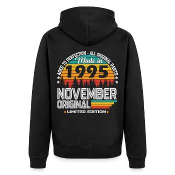 November 1995 Vintage Retro Birthday - Unisex Premium Organic Zip Hoodie - black - Back - Nico (187cm)