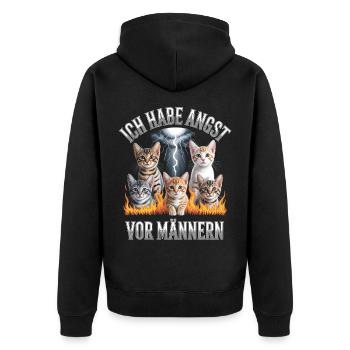 J'ai peur des hommes - Contrefaçon importable - Veste à capuche bio Premium Unisexe - noir - Dos - Nico (187cm)