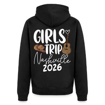 Girls Trip Nashville 2026 - Unisex Premium Bio Zip Hoodie - Schwarz - Hinten - Nico (187cm)