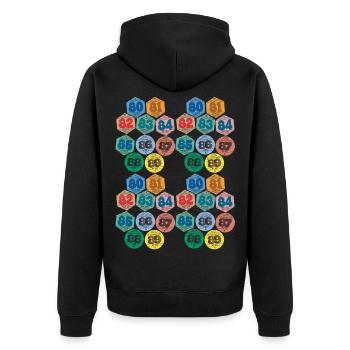 Vintage 80er Retro Auto Aufkleber - Unisex Premium Bio Zip Hoodie - Schwarz - Hinten - Nico (187cm)