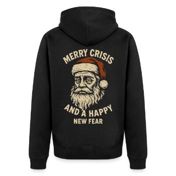 Frohe Krise Und Ein Froher TNeuer Angst-Weihnachtsmann - Unisex Premium Bio Zip Hoodie - Schwarz - Hinten - Nico (187cm)