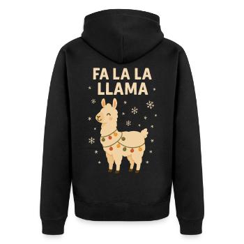 Fa La La Llama Christmas Family Fun - Unisex Premium Organic Zip Hoodie - black - Back - Nico (187cm)