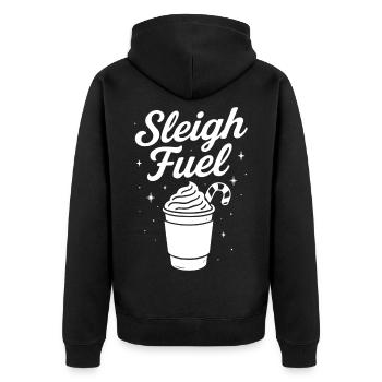 Sleigh Fuel Holiday Beverage Magic - Unisex Premium Bio Zip Hoodie - Schwarz - Hinten - Nico (187cm)