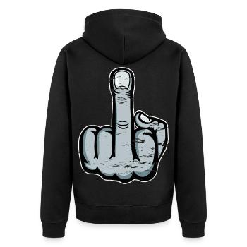 Doigt d’honneur Doigt Puant Dessin utilisé - Veste à capuche bio Premium Unisexe - noir - Dos - Nico (187cm)