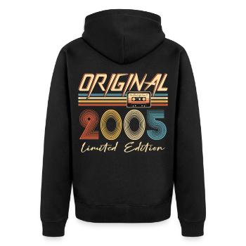 20e anniversaire 20e anniversaire Original 2005 - Veste à capuche bio Premium Unisexe - noir - Dos - Nico (187cm)