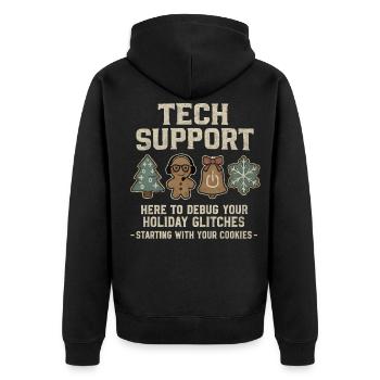 Support technique : Informaticien(ne) Sweat de Noël moche - Veste à capuche bio Premium Unisexe - noir - Dos - Nico (187cm)
