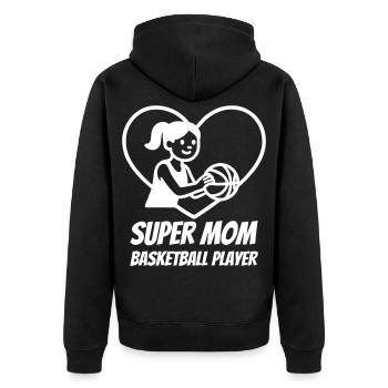 Super Mom Basketball – Heart Player Design - Veste à capuche bio Premium Unisexe - noir - Dos - Nico (187cm)