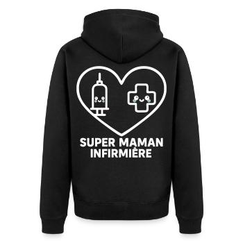 Super maman infirmière – Cœur médical - Veste à capuche bio Premium Unisexe - noir - Dos - Nico (187cm)