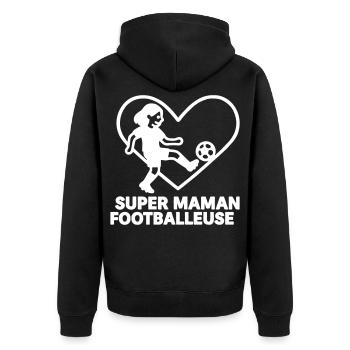 Super maman footballeuse – Cœur football - Veste à capuche bio Premium Unisexe - noir - Dos - Nico (187cm)